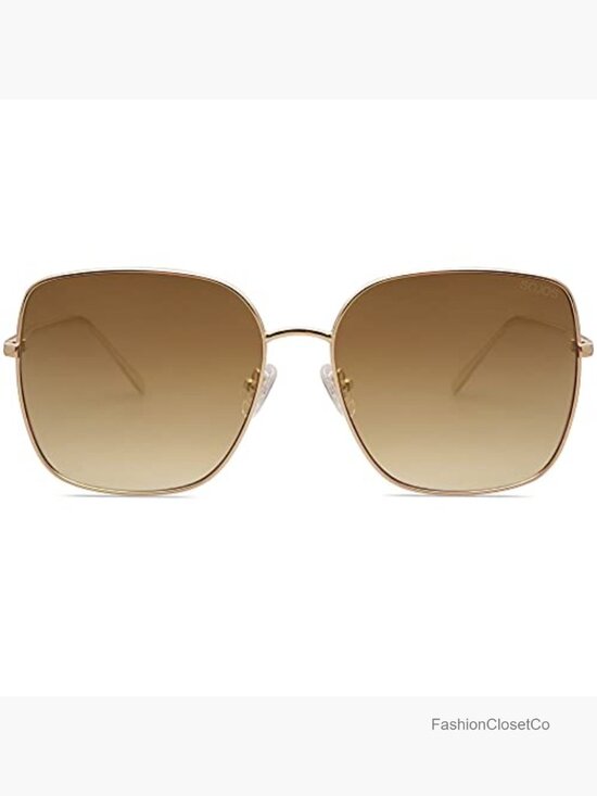 Oversized Square Metal Frame Sunglasses UV Protection main image 5